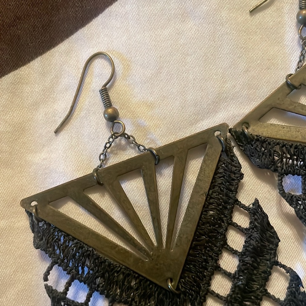 Delicate Unique Chevron Design Silk Earrings - image 3